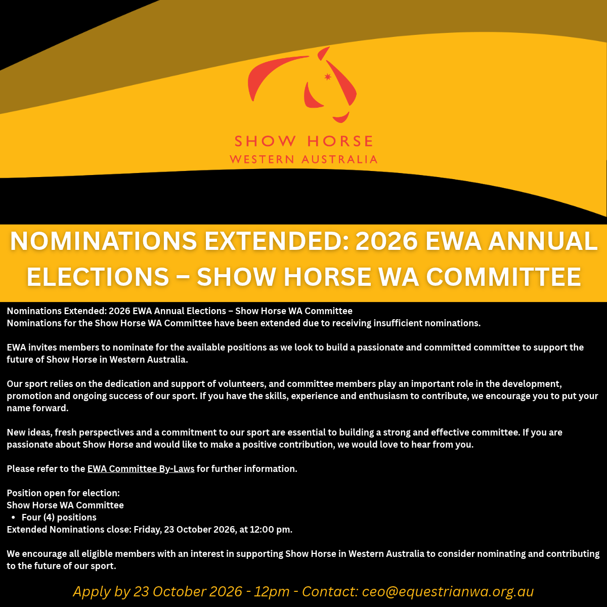 Show Horse Nominations Extended
